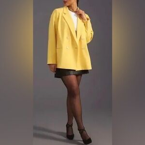 Maeve By Anthropologie Double Breasted Blazer Jacket in Yellow, size 12